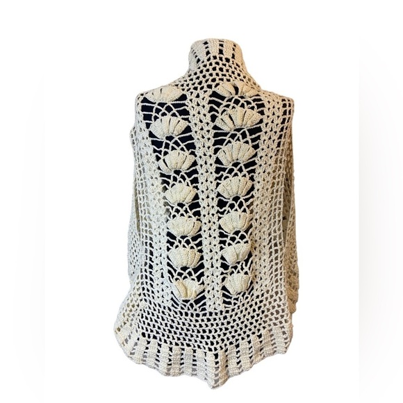 Light Yellow Crochet Knit Sweater Shrug - Picture 2 of 5